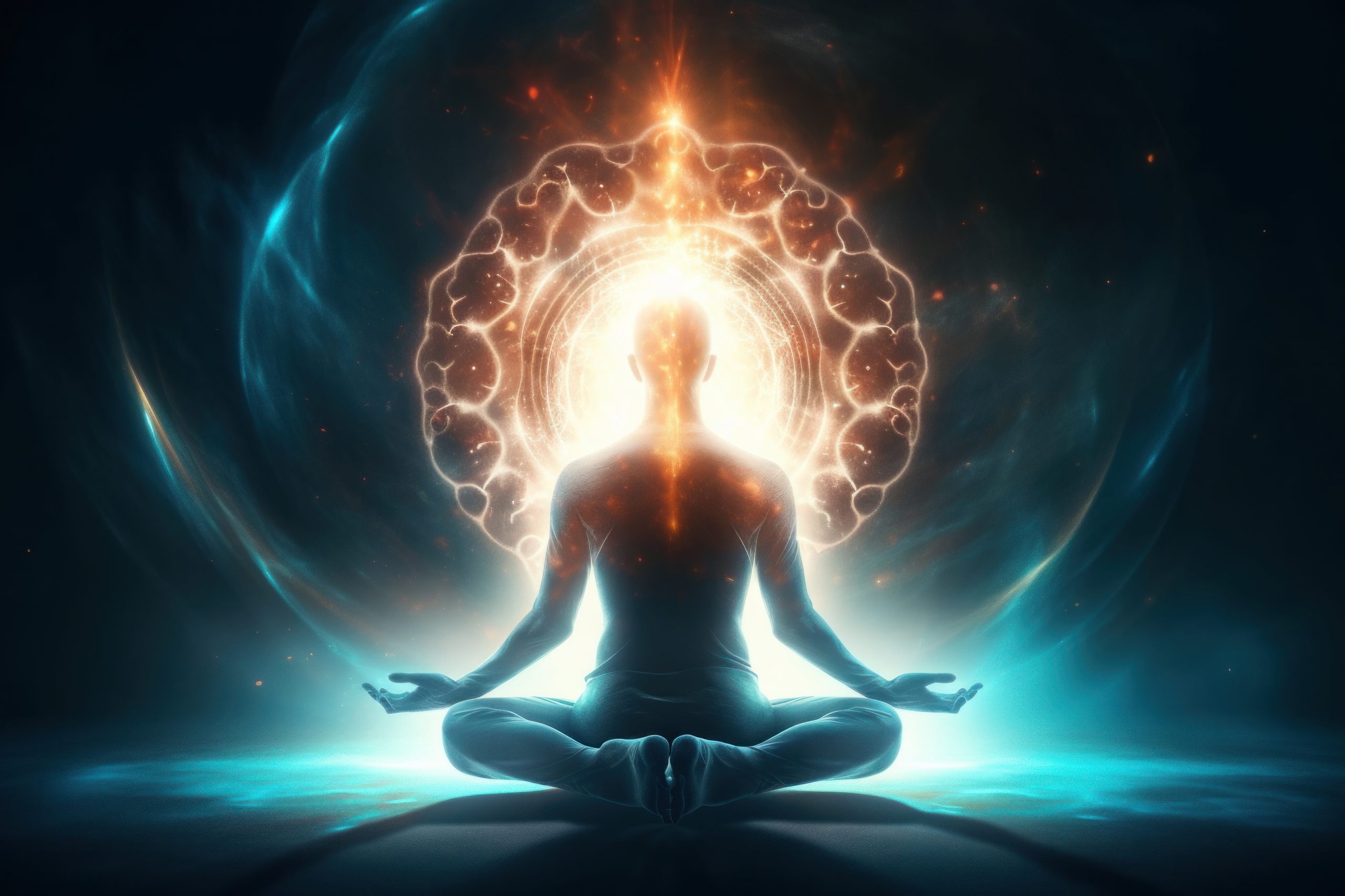 Generative AI illustration of spiritual awakening enlightment meditation