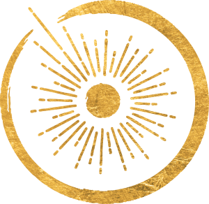 Gold Circle with Celestial Sun in Center
