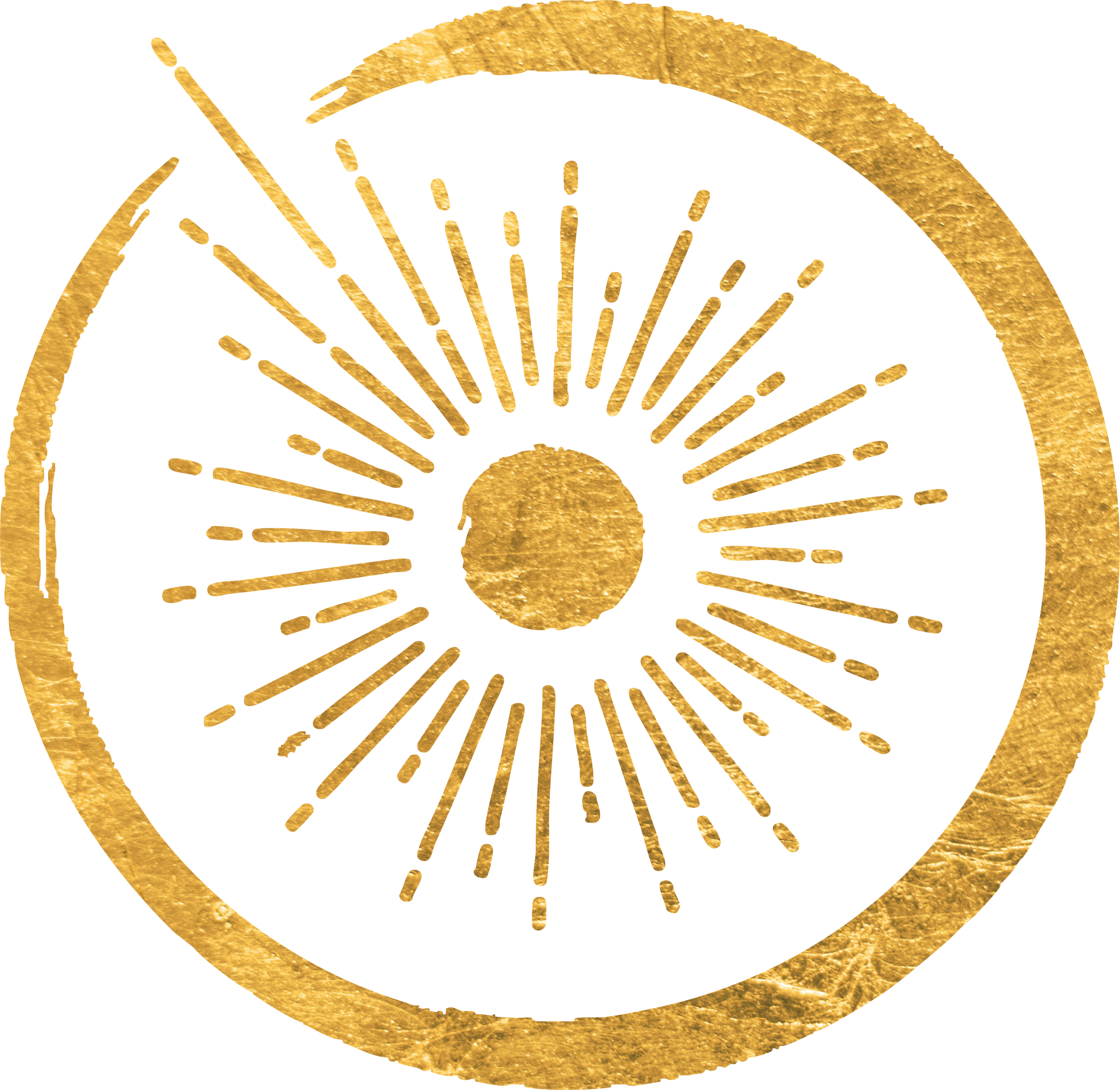 Gold Circle with Celestial Sun in Center